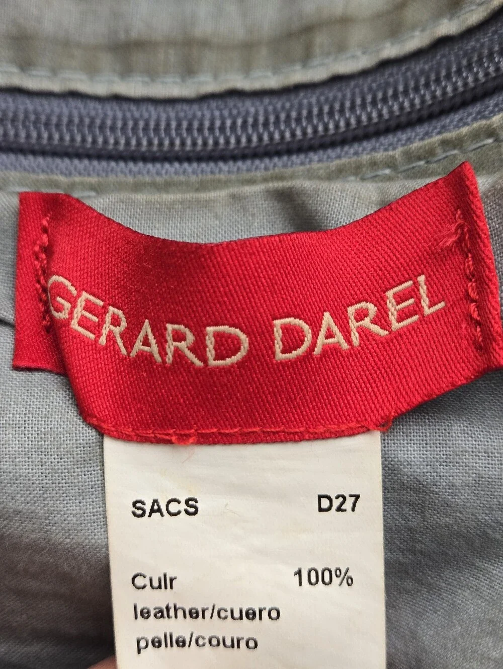 Gerard Darel 24H Bag Hobo Purse Satchel Gray Leather Made In France